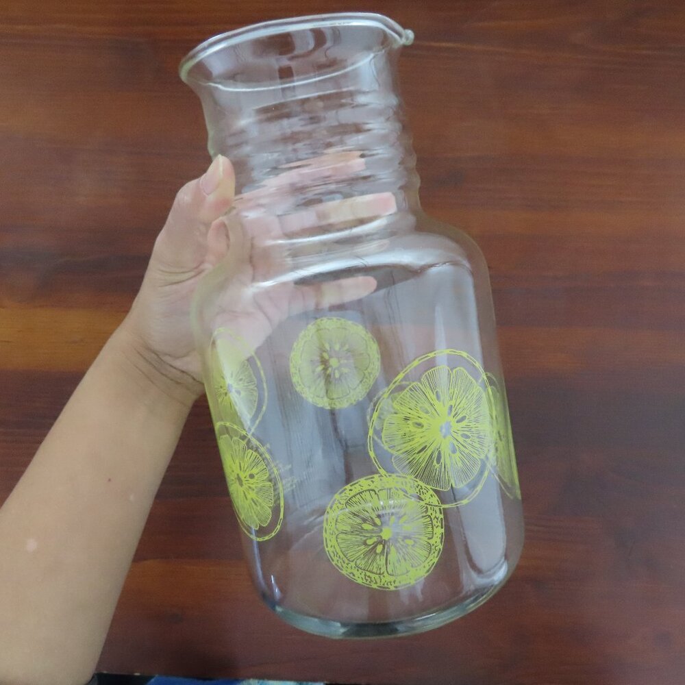 Vintage Pyrex Lemonade/Water Pitcher with Citrus Lemon Print